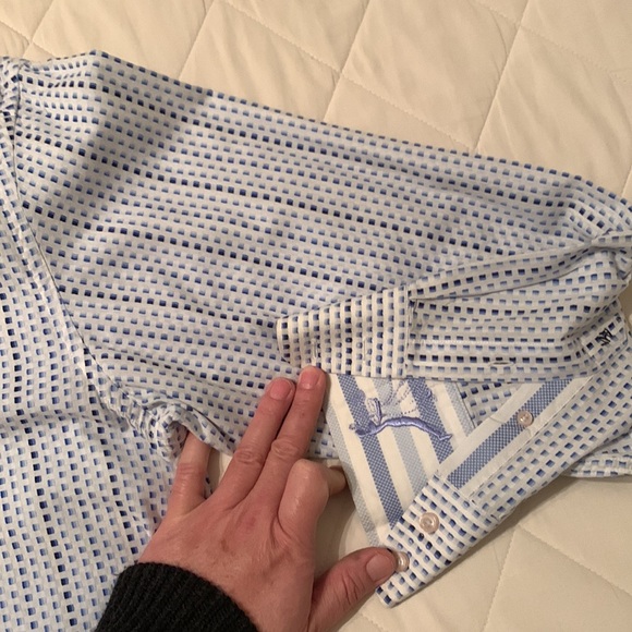 Robert Graham White w/Navy & Carolina Blue Checks - Picture 6 of 10